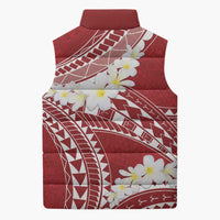 Polynesian Vintage Floral Sleeveless Puffer Jacket Scarlet Motifs - Polynesian Pride
