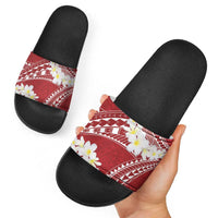 Polynesian Vintage Floral Slide Sandals Scarlet Motifs - Polynesian Pride