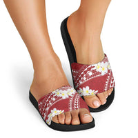 Polynesian Vintage Floral Slide Sandals Scarlet Motifs - Polynesian Pride