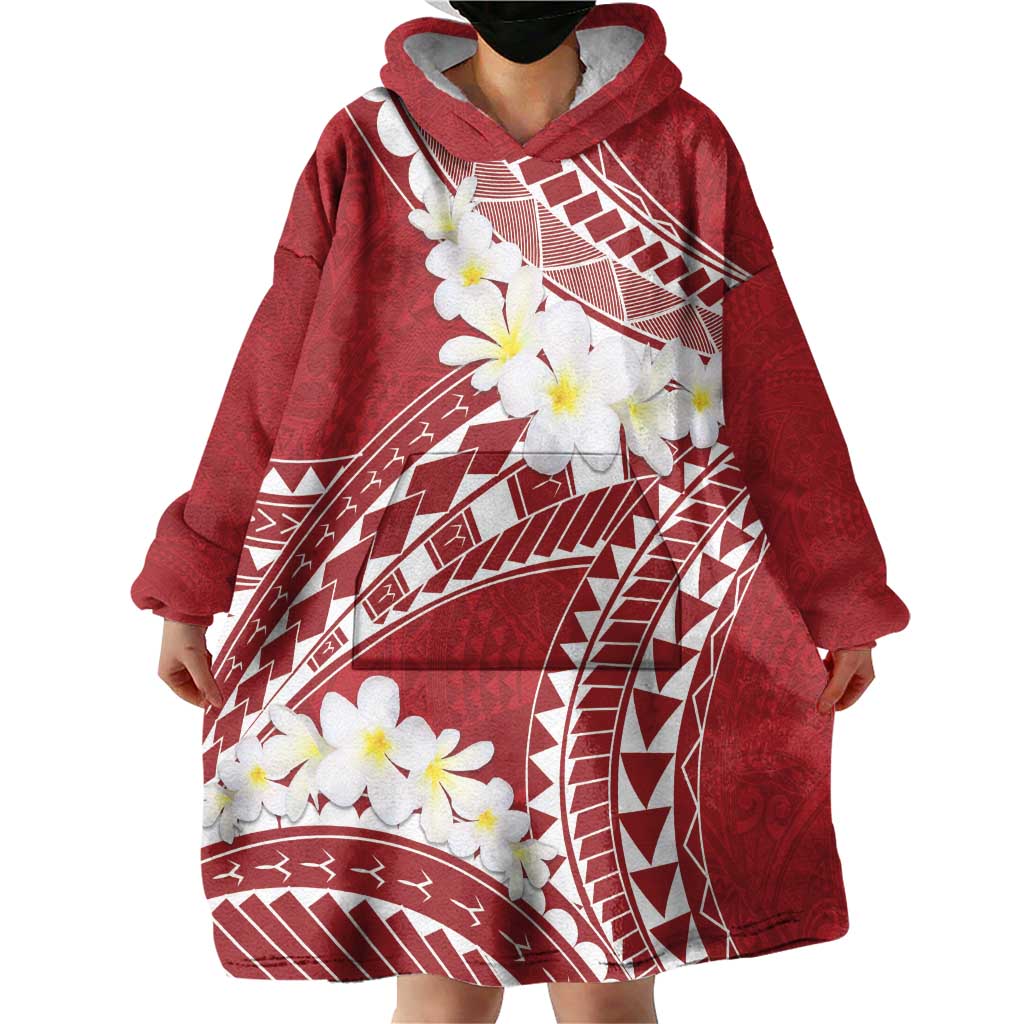 Polynesian Vintage Floral Wearable Blanket Hoodie Scarlet Motifs - Polynesian Pride