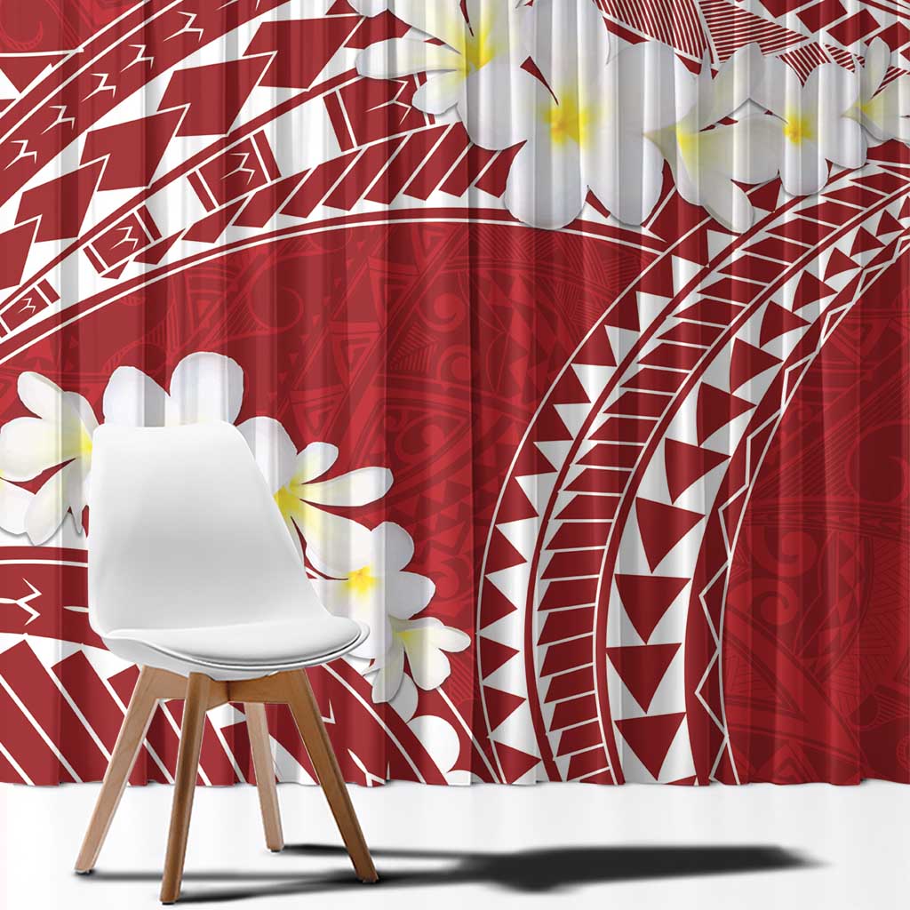 Polynesian Vintage Floral Window Curtain Scarlet Motifs - Polynesian Pride