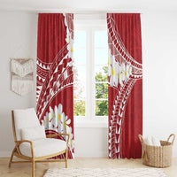 Polynesian Vintage Floral Window Curtain Scarlet Motifs - Polynesian Pride
