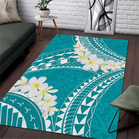 Polynesian Vintage Floral Area Rug Teal Motifs - Polynesian Pride