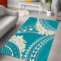Polynesian Vintage Floral Area Rug Teal Motifs - Polynesian Pride