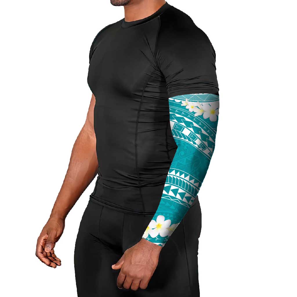Polynesian Vintage Floral Arm Sleeves Teal Motifs - Polynesian Pride