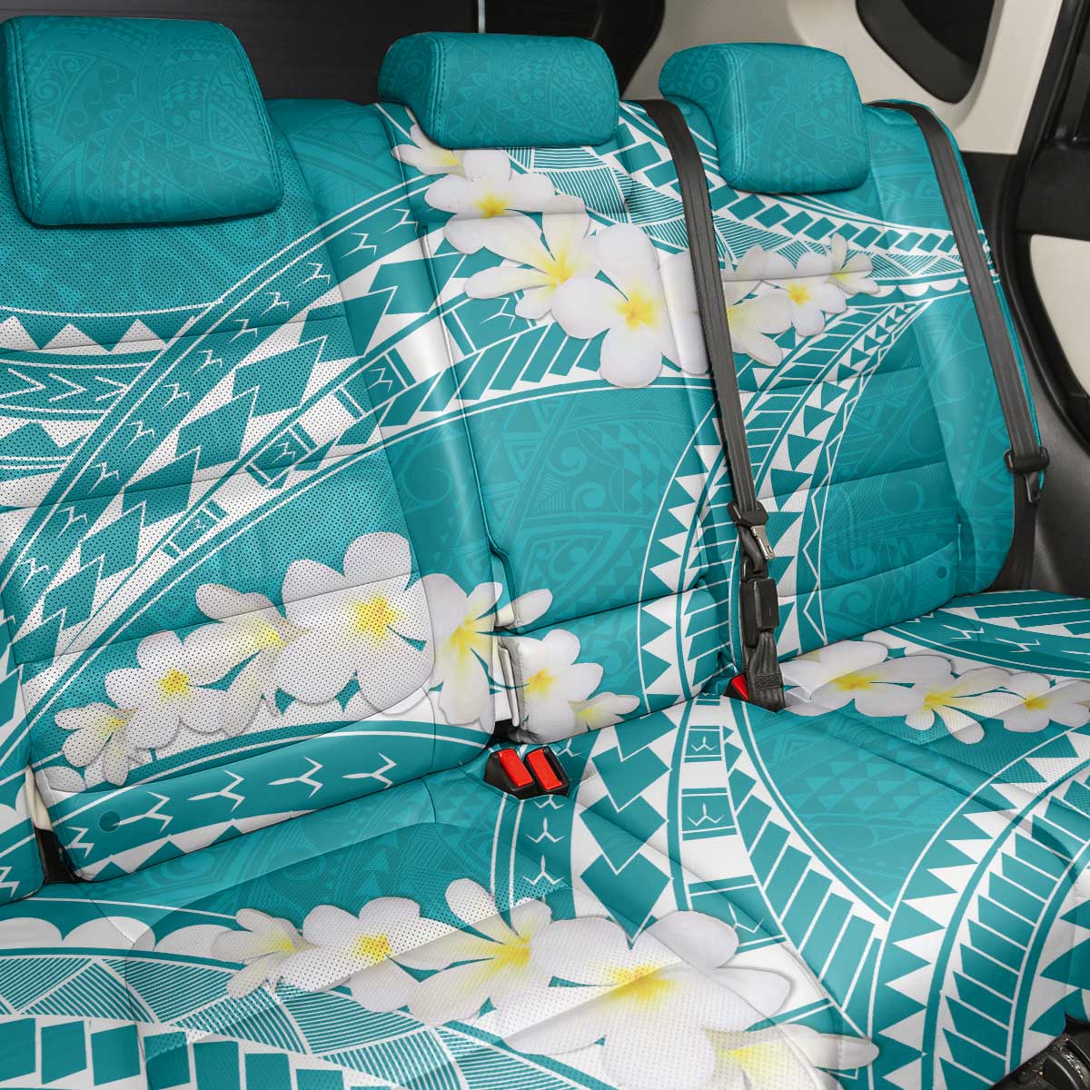 Polynesian Vintage Floral Back Car Seat Cover Teal Motifs - Polynesian Pride