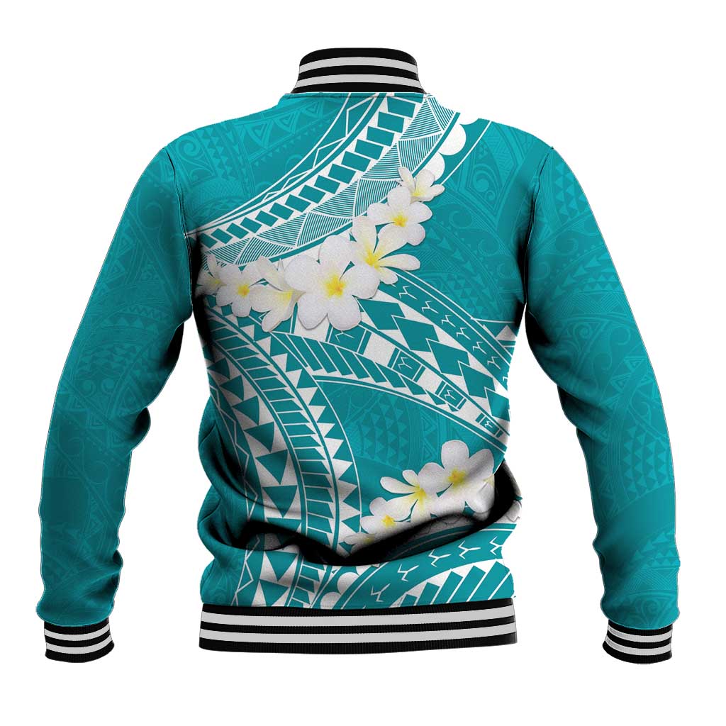 Polynesian Vintage Floral Baseball Jacket Teal Motifs LT7 - Polynesian Pride