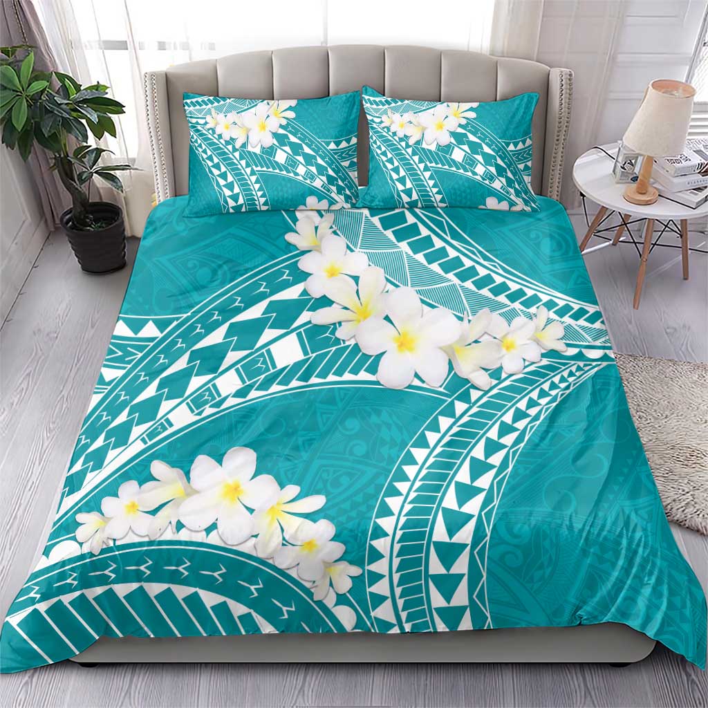 Polynesian Vintage Floral Bedding Set Teal Motifs - Polynesian Pride