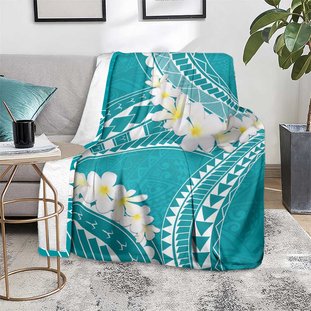 Polynesian Vintage Floral Blanket Teal Motifs - Polynesian Pride