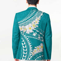 Polynesian Vintage Floral Blazer Teal Motifs - Polynesian Pride