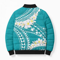 Polynesian Vintage Floral Bomber Puffer Jacket Teal Motifs - Polynesian Pride
