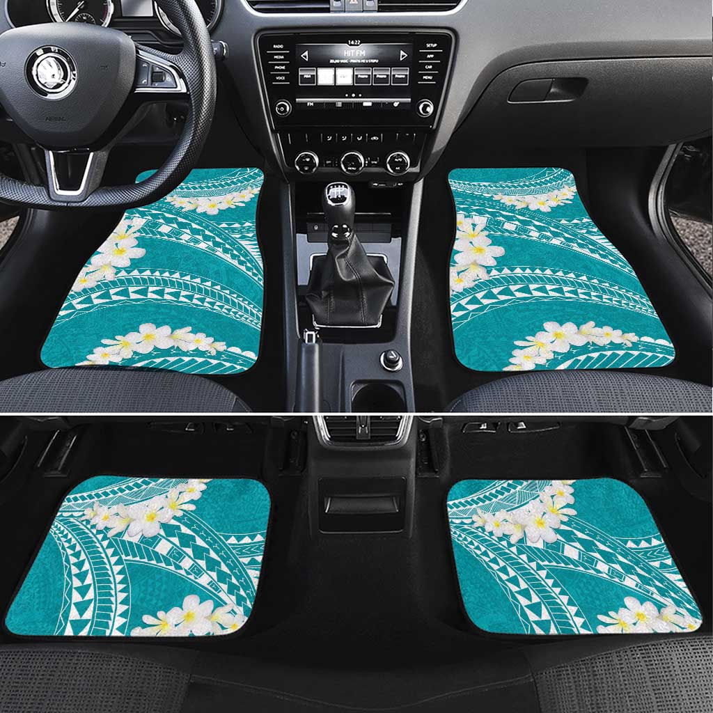 Polynesian Vintage Floral Car Mats Teal Motifs - Polynesian Pride