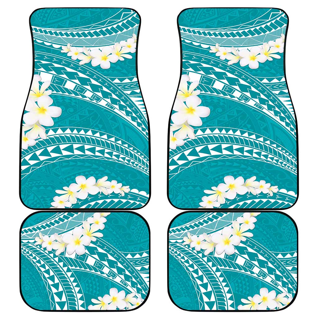 Polynesian Vintage Floral Car Mats Teal Motifs - Polynesian Pride