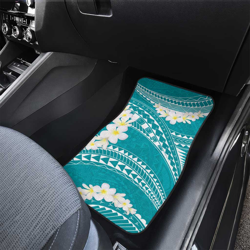Polynesian Vintage Floral Car Mats Teal Motifs - Polynesian Pride