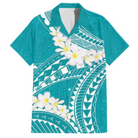 Polynesian Vintage Floral Family Matching Long Sleeve Bodycon Dress and Hawaiian Shirt Teal Motifs LT7 Dad's Shirt - Short Sleeve Teal - Polynesian Pride