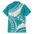 Polynesian Vintage Floral Family Matching Long Sleeve Bodycon Dress and Hawaiian Shirt Teal Motifs - Polynesian Pride