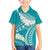 Polynesian Vintage Floral Family Matching Long Sleeve Bodycon Dress and Hawaiian Shirt Teal Motifs - Polynesian Pride