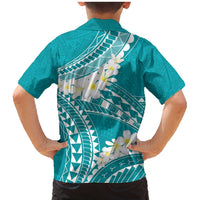 Polynesian Vintage Floral Family Matching Mermaid Dress and Hawaiian Shirt Teal Motifs LT7 - Polynesian Pride