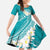Polynesian Vintage Floral Family Matching Mermaid Dress and Hawaiian Shirt Teal Motifs - Polynesian Pride