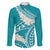 Polynesian Vintage Floral Family Matching Puletasi and Hawaiian Shirt Teal Motifs - Polynesian Pride