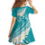 Polynesian Vintage Floral Family Matching Short Sleeve Bodycon Dress and Hawaiian Shirt Teal Motifs - Polynesian Pride