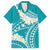 Polynesian Vintage Floral Family Matching Short Sleeve Bodycon Dress and Hawaiian Shirt Teal Motifs - Polynesian Pride