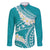 Polynesian Vintage Floral Family Matching Short Sleeve Bodycon Dress and Hawaiian Shirt Teal Motifs - Polynesian Pride