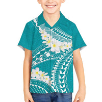 Polynesian Vintage Floral Family Matching Short Sleeve Bodycon Dress and Hawaiian Shirt Teal Motifs LT7 Son's Shirt Teal - Polynesian Pride