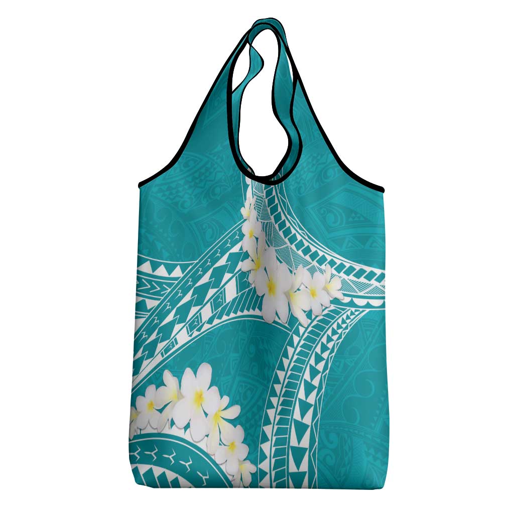 Polynesian Vintage Floral Grocery Bag Teal Motifs - Polynesian Pride