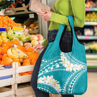 Polynesian Vintage Floral Grocery Bag Teal Motifs - Polynesian Pride