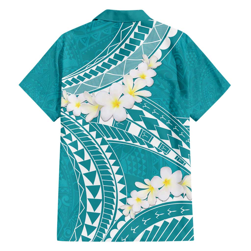 Polynesian Vintage Floral Hawaiian Shirt Teal Motifs - Polynesian Pride
