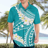 Polynesian Vintage Floral Hawaiian Shirt Teal Motifs - Polynesian Pride
