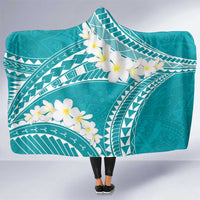 Polynesian Vintage Floral Hooded Blanket Teal Motifs - Polynesian Pride