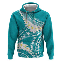 Polynesian Vintage Floral Hoodie Teal Motifs - Polynesian Pride