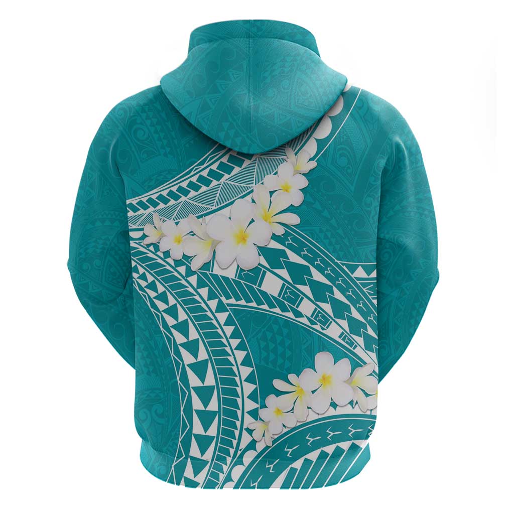 Polynesian Vintage Floral Hoodie Teal Motifs - Polynesian Pride