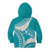 Polynesian Vintage Floral Kid Hoodie Teal Motifs - Polynesian Pride