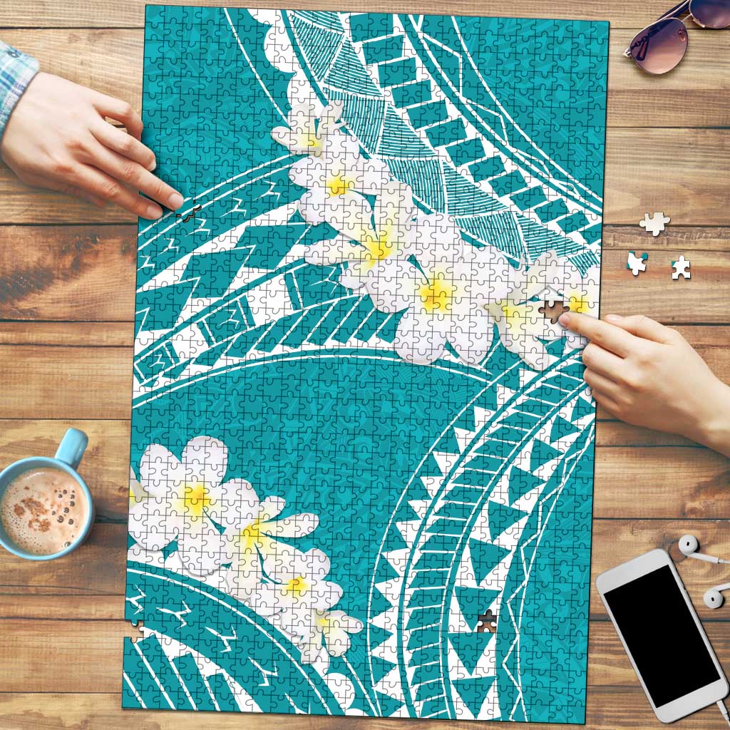 Polynesian Vintage Floral Puzzle Teal Motifs - Polynesian Pride