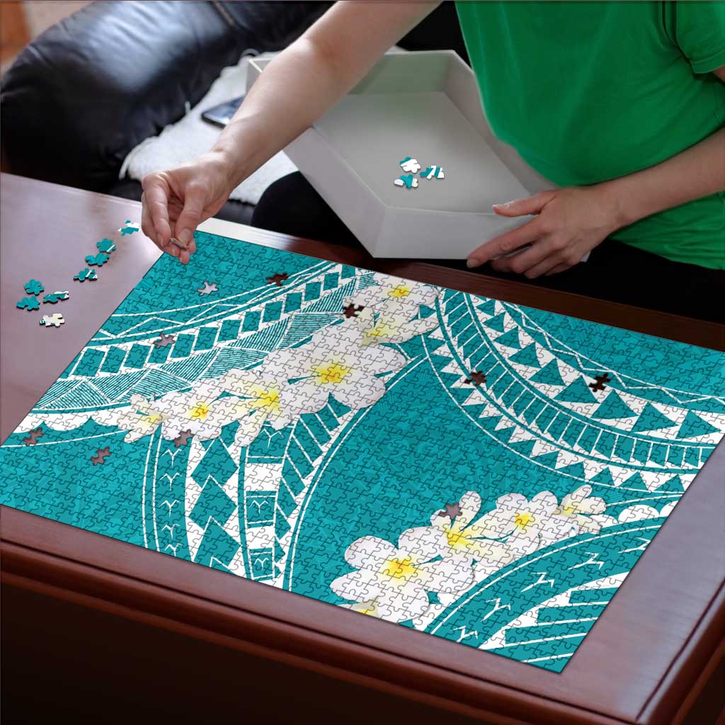 Polynesian Vintage Floral Puzzle Teal Motifs - Polynesian Pride