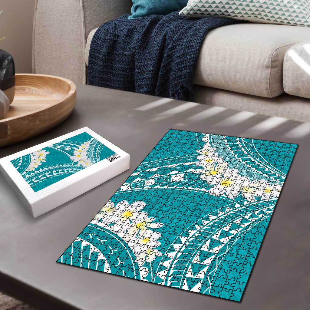 Polynesian Vintage Floral Puzzle Teal Motifs - Polynesian Pride