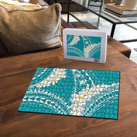 Polynesian Vintage Floral Puzzle Teal Motifs - Polynesian Pride