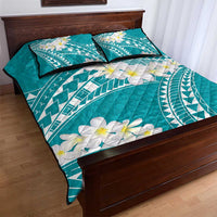 Polynesian Vintage Floral Quilt Bed Set Teal Motifs - Polynesian Pride