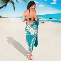 Polynesian Vintage Floral Sarong Teal Motifs - Polynesian Pride