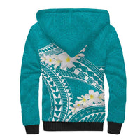 Polynesian Vintage Floral Sherpa Hoodie Teal Motifs - Polynesian Pride
