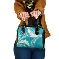 Polynesian Vintage Floral Shoulder Handbag Teal Motifs - Polynesian Pride
