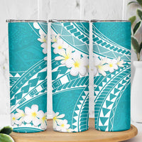 Polynesian Vintage Floral Skinny Tumbler Teal Motifs - Polynesian Pride