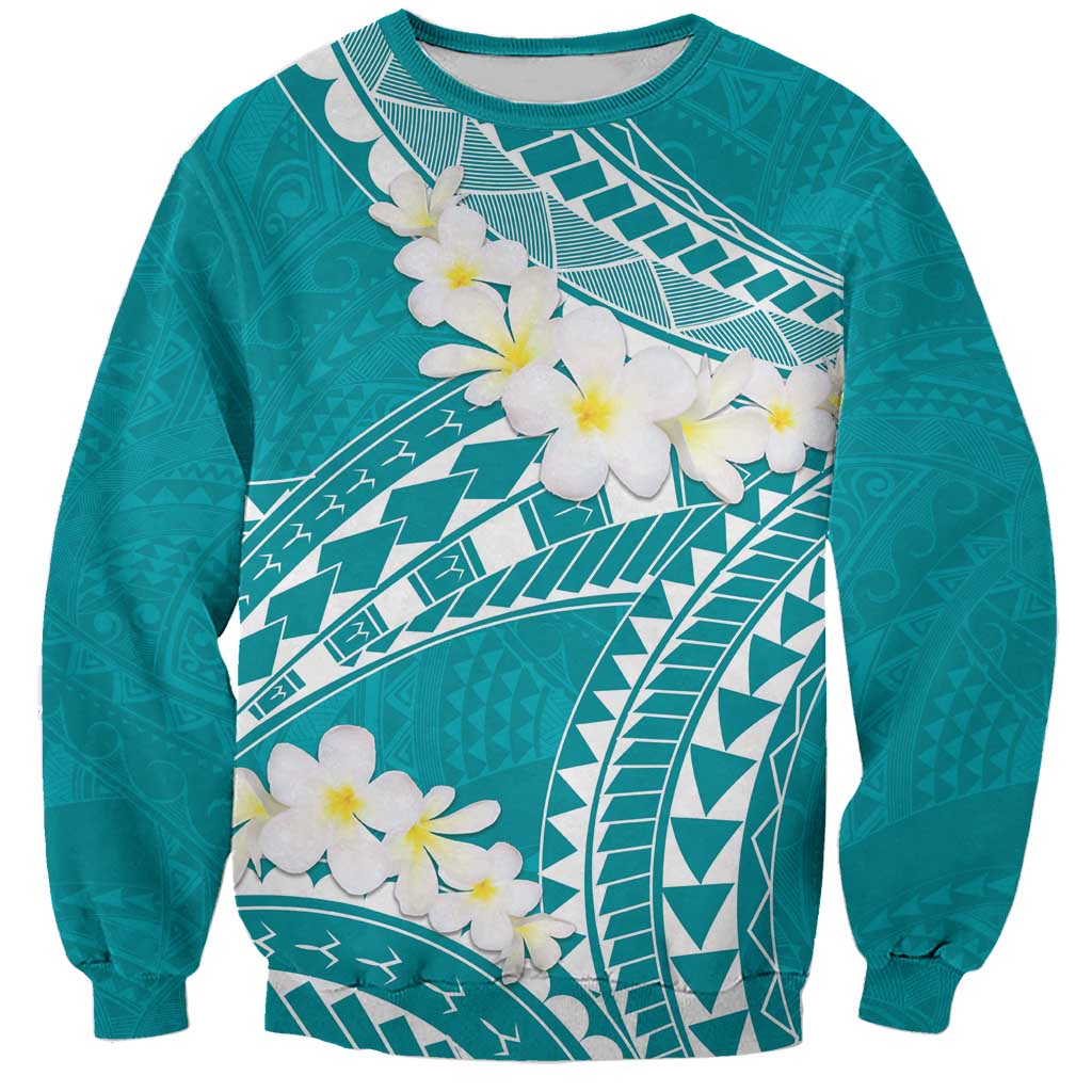 Polynesian Vintage Floral Sweatshirt Teal Motifs LT7 Unisex Teal - Polynesian Pride