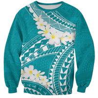 Polynesian Vintage Floral Sweatshirt Teal Motifs LT7 Unisex Teal - Polynesian Pride