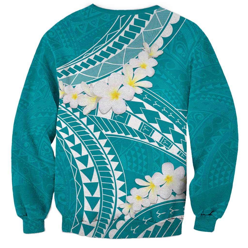 Polynesian Vintage Floral Sweatshirt Teal Motifs LT7 - Polynesian Pride