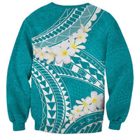 Polynesian Vintage Floral Sweatshirt Teal Motifs LT7 - Polynesian Pride