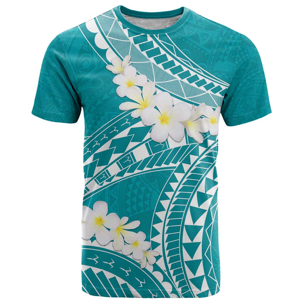 Polynesian Vintage Floral T Shirt Teal Motifs - Polynesian Pride